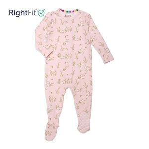 0-3M Pink hoppily ever after RightFit™ magnetic parent favorite footie